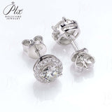 Sunflower Round Moissanite Halo Stud Earrings Women Only Gifts For Festivals And Anniversaries