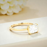 2ct Radiant Moissanite Ring High-Flash Center Stone Classic Minimalist Style Wedding Engagement Band Gift for Her