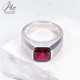 Moissanite Lab Grown Gemstone Ring Asscher Cut Moissanite Ruby Sapphire Colombian S925 Woman Man Anniversary Party Daily Charms