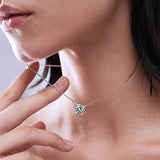 Necklace Moissanite 4-Prongs Pendant Multicolor Round 6.5mm Multicolor Gemstone Jewelry Women Birthday Engagement Gift Charms