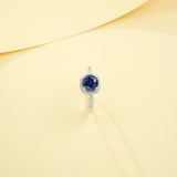 Gemstones Ring Round Shape Lab Grown Sapphire Padparadscha 925 Silver Proposal Wedding Band Hypoallergenic Anniversary Gift