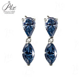 Moissanite Earrings with 4CT Multicolor Pear Marquise Cut Moissanite 925 Silver Ear Stud for Woman Fashion Daily Christmas Jewely
