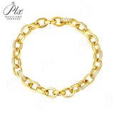 Clasp Bracelet with 1.2mm D Color Round Moissanite S925 Silver Plated Chain for Man Minimalist Delicate Jewelry Gift Daily