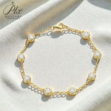 Moissanite Bracelet with 2.4CT D White/Black/Vivid Blue/Green Round Moissanite 925 Silver Plated Gold Women Man Party Gift Daily