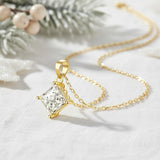 Princess Cut Classic Necklace 1/2/3CT D Color Moissanite S925 Plated White Yellow Rose Gold Chain for Engagement Chrisrmas Charm
