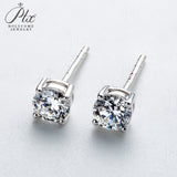 Cultivated Diamond Stud Earrings Round D Color VVS1 925 Sterling Silver Hypoallergenic Non Tarnish Minimal Commute Earring