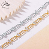 Paperclip Bracelet with Exquisite Moissanite Accents Women's Style Fashionable and Popular An Excellent Holiday Gift