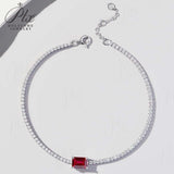 White Gold Emerald Cut Bracelet with Lab Grown Emerald Ruby Sapphire Cultured Gemstone Tennis Bracelet Fine Jewelry Gift