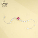 Lab Grown Columbia Emerald/Ruby 2-3ct Asscher Cut Bracelet White Gold Cultured Gemstone Bangle Luxury Gift for Her