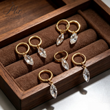 Lab Grown Diamond Earrings New Arrival Design 10K/14K/18K Solid Yellow Gold Marquise Cut 1/2ct DEF VVS Minimalist Stud Earrings for Women Hypoallergenic for Daily Wear Factory Direct Supply