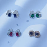 Moissanite Multi-diamond Colored Gemstone Earrings Emerald or Sugar Tower Design Ruby Sapphire Colombia Padparadscha Favorite