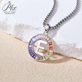 Zircon 925 Sterling Silver Rainbow Coloured Alphabet Necklace Commuting Daily Wear