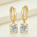 Hoop Bullhead Moissanite Earrings with 1-2CT D Color Round Moissanite S925 Silver Plated for Fishion Party Gift Hypoallergenic