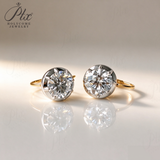 Lab Grown Diamond Earrings New Arrival Design 10K/14K/18K Solid Yellow Gold Round Cut 2/4ct DEF VVS Minimalist Stud Earrings for Women Hypoallergenic for Daily Wear Factory Direct Supply