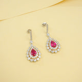 Water Drop Shaped Earrings Lab Grown Gemstone with Ruby Sapphire Padparadscha 925 Silver Earring for Women Girls Hypoallergenic