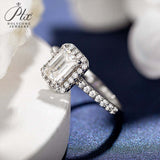 Emerald Cut Half-Eternity Halo Moissanite Ring Women Only Gifts For Festivals And Anniversaries