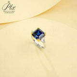 Ring with 4-6.9CT Asscher Cut Lab Grown Ruby Sapphire Colombian Padparadscha 925 Silver for Christmas Exquisite Gift Fancy