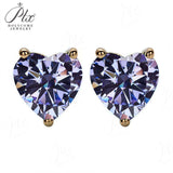 Heart Shaped Stud Earrings Lab Grown Gemstones Ruby Sapphire Emerald S925 Sterling Silver GRA Certificate Charms Birthday Gift