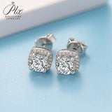 Moissanite Square Halo Stud Earrings Women Only Gifts For Festivals And Anniversaries