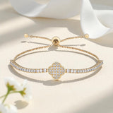 Full-Drill Small Flower Tennis Bracelet Women-Only 2mm D-Color Round Moissanite Anniversary Gift