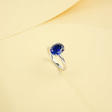 Egg-shaped Ring with Lab Grown Ruby Sapphire Zambian Padparadscha 925 Silver Circle for Engagement Christmas Party Fine Jewely