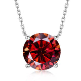 Necklace Moissanite 4-Prongs Pendant Multicolor Round 6.5mm Multicolor Gemstone Jewelry Women Birthday Engagement Gift Charms