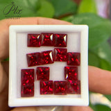 Multi-Size Princess-Cut Lab-Grown Ruby Wholesale Which Can Be Used As DIY Jewelry Raw Materials Such As Rings Earrings Necklaces Etc