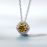 Moissanite Square-shaped Necklace Pendant Multicolor S925 Sterling Silver Gemstone Jewelry Women Wedding Anniversary Gift Party