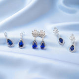 Lab Grown Gemstone Earrings 3.4-5.9CT Pear Ruby Sapphire Colombia Side Moisanite S925 Ear Studs Women Christmas Party Gift