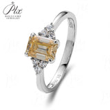 Emerald Cut Champagne Moissanite Cluster Ring Women Only Gifts For Festivals And Anniversaries