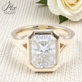 Radiant Cut Ring with 3CT D Color Moissanite Diamond 10k 14k 18K Gold Plated 925 Silver for Women Engagement Wedding Jewely
