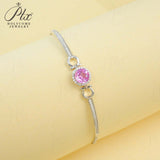 Lab Grown Ruby Sapphire Padparadscha Round Brilliant Cut Bracelet White Gold Fine Jewelry Wedding Gift