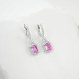 Emerald Cut 2.7-4CT Custom Earrings for Women Lab Grown Gemstones Ruby/Sapphire/Padparadscha Hypoallergenic Christmas Gift