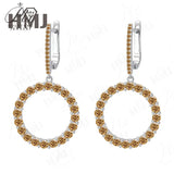 Hoop Earrings 2.6CT D White/Black/Champagne/Vivid blue Round Moissanite S925 Silver Plated for Fishion Party Gift Hypoallergenic