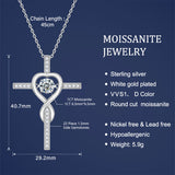 Moissanite Necklace 1CT 6.5mm Heart-Cross Pendant 925 Sterling Silver Women Wedding/Anniversary Special Gift Fine Jewelry Charms