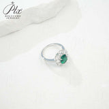 Flower Ring with 1.7-2.5CT Oval Lab Grown Ruby Sapphire Colombian Padparadscha 925 Silver Women Engagement Christmas Party Gift