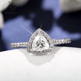Trillion Cut 1CT 925 Sterling Silver Half-Eternity Halo Moissanite Ring Women Only Gifts For Festivals And Anniversaries