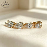 Lab Grown Diamond Earrings New Arrival Design 10K/14K/18K Solid Yellow Gold Pear Cut 2/4ct DEF VS Minimalist Stud Earrings for Women Hypoallergenic for Daily Wear Factory Direct Supply