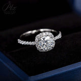 Square Shape with Round Cut Moissanite Halo Half-Eternity Ring Women Only Gifts For Festivals And Anniversaries