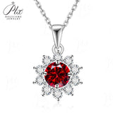 Moissanite Necklace Sunflower Pendant Multicolor Round Cut 1ct Women Wedding Party Engagement Special Gifts Charms Fine Jewelry