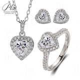 Heart Shape Moissanite Halo Jewelry Set Women Only Gifts For Festivals And Anniversaries