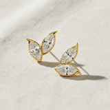 Double Clover Earrings with4CT D Color Marquise Cut Moissanite 925 Silver Plated White Yellow Gold Ear Stud Fashion Daily Jewely
