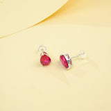 Lab Grown Gemstone Earrings 3.7-5CT Ruby Sapphire Colombia Padparadscha 925 Silver Three Claw Design Pear Earring Hypoallergenic