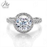 925 Sterling Silver Round Cut 1CT Moissanite Halo Half-Eternity Ring Women Only Gifts For Festivals And Anniversaries