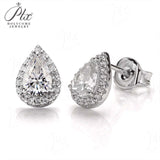 Pear Cut Moissanite Halo Stud Earrings Women Only Gifts For Festivals And Anniversaries