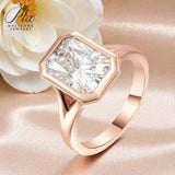 Radiant Cut Ring with 3CT D Color Moissanite Diamond 10k 14k 18K Gold Plated 925 Silver for Women Engagement Wedding Jewely