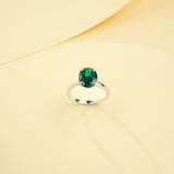 Egg-shaped Ring with Lab Grown Ruby Sapphire Zambian Padparadscha 925 Silver Circle for Engagement Christmas Party Fine Jewely