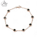 Moissanite Bracelet with 2.4CT D White/Black/Vivid Blue/Green Round Moissanite 925 Silver Plated Gold Women Man Party Gift Daily