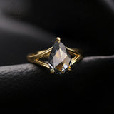 Engagement Ring Salt and Pepper Moissanite Diamond Pear Cut 925 Sterling Silver Plated with 18k Gold Wedding Jewelry Vintage