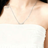Seven-Round Bezel-Set Necklace with D Color Round Moissanite S925 Plated White Yellow Rose Gold Chain Engagement Chrisrmas Daily